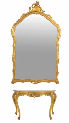 Italienischer Konsoltisch mit Spiegel, Veneto, 4. Viertel 19. Jahrhundert - Möbel und Interieur
