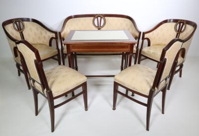 Sechsteilige neoklassizistische Sitzgruppe - Möbel und Interieur