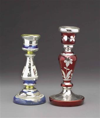 2 Silberglas-Kerzenleuchter, Böhmen 2. Hälfte 19. Jhdt. - Asta di Natale - Mobili, tappeti, dipinti