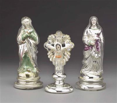 3 Silberglas-Figuren, Böhmen 2. Hälfte 19. Jhdt. - Asta di Natale - Mobili, tappeti, dipinti