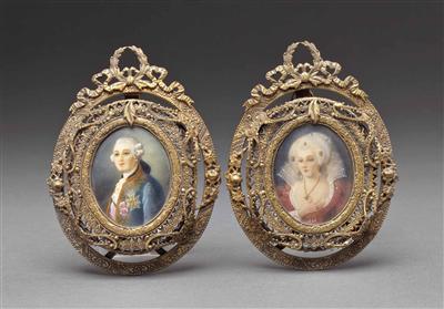 Paar Miniaturbildnisse, 4. Viertel 19. Jhdt. - Easter Auction (Art & Antiques)