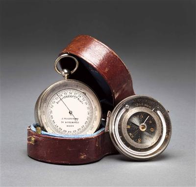 Taschenförmiger Höhenmess-Barometer mit Kompass und Celsius-Thermometer, J. Waldstein, Wien um 1900 - Osterauktion - Kunst und Antiquitäten
