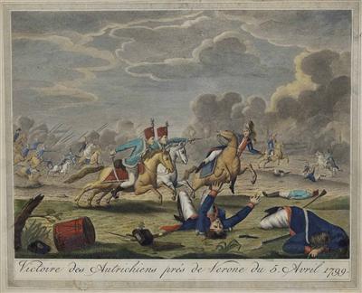 Zwei Schlachtendarstellungen Napoleonische Kriege, Österreichische Husaren gegen Franzosen - Easter Auction (Art & Antiques)