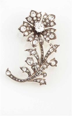 Altschliffbrillantbrosche "Blume" zus. ca. 3,70 ct - Antiques, art and jewellery – Salzburg