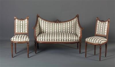 3-teilige Salon-Sitzgruppe im Louis-Seize-Stil, 19. Jhdt. - Easter Auction (Art & Antiques)