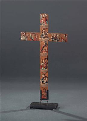 Doppelseitig bemaltes Klosterkreuz, Tirol um 1700 - Osterauktion - Kunst und Antiquitäten