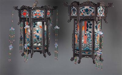Paar chinesische Tempel-Laternen um 1900 - Osterauktion - Kunst und Antiquitäten