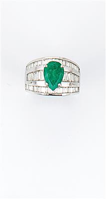 Diamant Smaragdring - Schmuck, Taschen- und Armbanduhren - Kunst des 20. Jahrhunderts