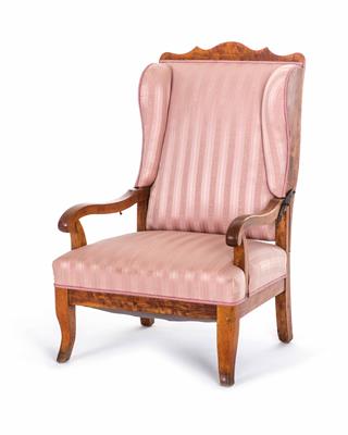 Biedermeier-Ohrenfauteuil, Deutsch um 1830/40 - Asta di Natale Salzburg- Mobili, tappeti, dipinti