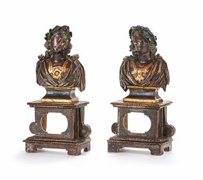 Paar Heiligen-BüstenAltaraufsätze, Italien um 1600 - Christmas-auction Salzburg- Furniture, Carpets, Paintings