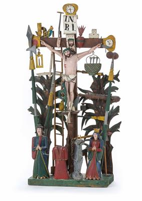 Passionskreuz - Arma Christi, Alpenländisch, wohl Bayern, 19. Jhdt. - Vánoční aukce Salzburg- obrazy, koberce, nábytek