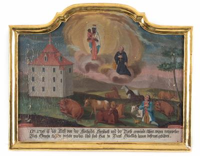 Votivbild, Alpenländisch um 1800 - Christmas-auction Salzburg- Furniture, Carpets, Paintings