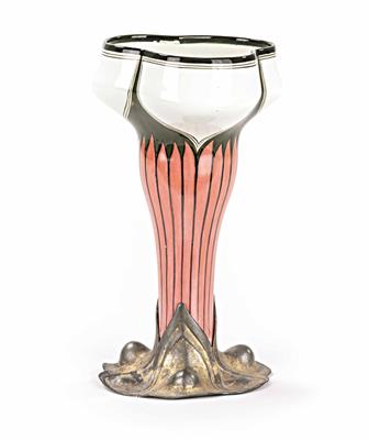 Jugendstil-Vase in vergoldeter Metallfassung, Fa. Walter Scherf  &  Co, Nürnberg um 1900 - Umění, starožitnosti, šperky – Salzburg