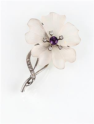 Brillantbrosche "Blume" - Schmuck, Taschen- und Armbanduhren - Kunst des 20. Jahrhunderts