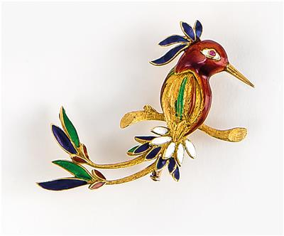 Brosche "Paradiesvogel" - Schmuck, Taschen- und Armbanduhren - Kunst des 20. Jahrhunderts