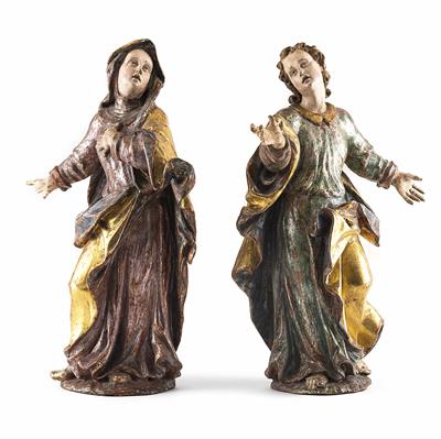 2 Assistenzfiguren - "Hl. Maria" und "Hl. Johannes", Süddeutsch, 1. Hälfte 18. Jhdt. - Velikonoční aukce