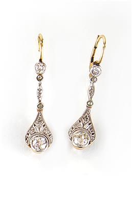 2 Altschliffdiamantohrringgehänge zus. ca. 1,20 ct - Antiques, art and jewellery – Salzburg
