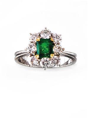 Brillant-Smaragdring zus. 069 ct - Antiques, art and jewellery – Salzburg