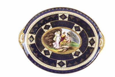 Ovale Platte mit Handhaben, Porzellanfabrik Eichwald, Böhmen um 1900 - Arte, antiquariato e gioielli – Salisburgo