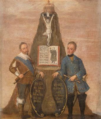 Bekenntnisbild aus dem 30-jährigen Krieg, für König Gustav II., Adolf von Schweden, 17./18. Jahrhundert - Weihnachtsauktion - Möbel, Volkskunst