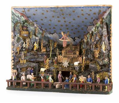 Kastenkrippe, wohl Böhmen 19./20. Jahrhundert - Christmas-auction Furniture, Carpets, Paintings