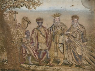 Stickbild - Hl. Drei Könige, Alpenländisch 18. Jahrhundert - Christmas-auction Furniture, Carpets, Paintings