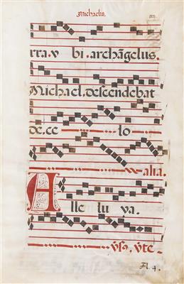 Pergamentblatt aus einem Antiphonar (Graduale), 16. Jahrhundert - Weihnachtsauktion - Silber, Porzellan, Teppiche