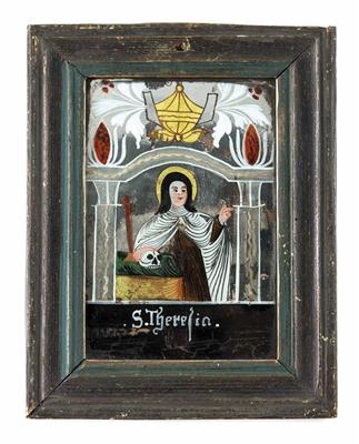 Spiegel-Hinterglasbild, Böhmen, Buchers 19. Jahrhundert - Furniture