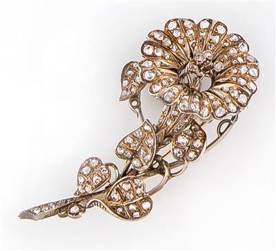 Diamantrautenbrosche Blume - Schmuck, Uhren und Kleinkunst