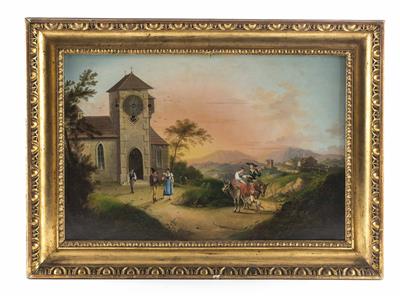Biedermeier-Bilder-Rahmenuhr um 1830 - Vánoční aukce