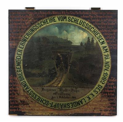 Erinnerungs-Schützenscheibe, Eröffnung der Bregenzer-Wald Bahn am 1. Oktober 1902 - Christmas auction