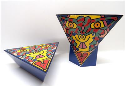 Vase und Deckeldose, Villeroy  &  Boch 1992, Design Keith Haring (1958-1990) - Adventauktion