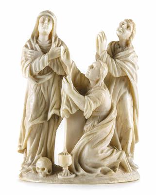 Hl. Maria, Hl. Johannes und Hl. Maria Magdalena von einer Kreuzigungsgruppe, 19. Jahrhundert - Easter Auction