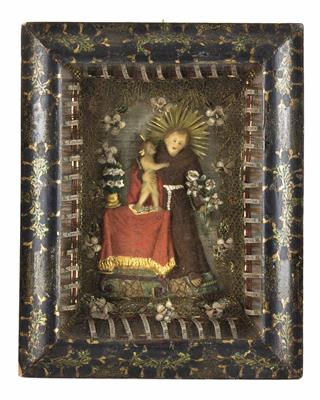 Klosterarbeit-Reliquienbild, Alpenländisch 18. Jahrhundert - Easter Auction