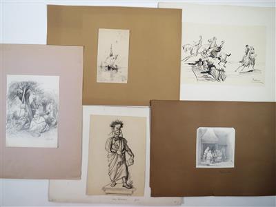 Zwei Tuschefeder- und drei Bleistiftzeichnungen - Bilder und Grafiken 20. Jahrhundert
