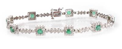 Brillant-Smaragd-Armkette zus. ca. 2,65 ct - Letní aukce
