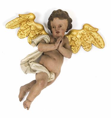 Paar hochbarocke geflügelte Engel, Salzburger oder Oberösterreichischer Kulturkreis, wohl Ende 17. Jahrhundert - Vánoční aukce