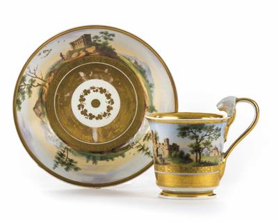 Alt-Wiener Tasse mit Untertasse, Wiener Porzellanmanufaktur um 1825/30 - Weihnachtsauktion