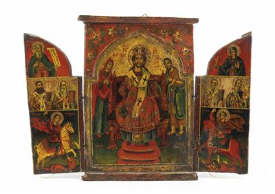 Griechische Ikone, Triptychon, um 1850 - Weihnachtsauktion