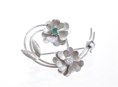 Brillant Smaragdbrosche "Blumen" - Gioielli, arte e antiquariato