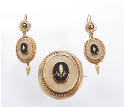 Damenset, Brosche und zwei Ohrringe - Jewellery, antiques and art
