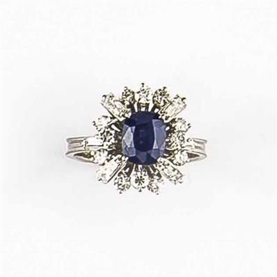 Diamant Saphirring - Schmuck, Taschen- und Armbanduhren, Kunst des 20. Jahrhunderts