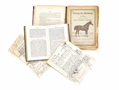 Kleines Konvolut Pferdefachliteratur und Verkaufsaufzeichnungen 1880-1897 a) Theobald Renner - Velikonoční aukce