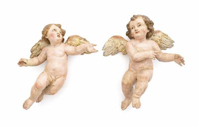 Paar geflügelte Engel, Italien (?), Ende 18./Anfang 19. Jahrhundert - Asta di Natale - Argenti, vetri, porcellane, incisione, militaria, tappeti