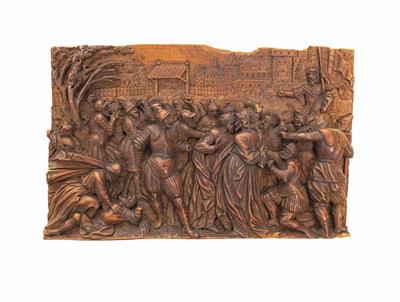 Relief-Paneel 'Der Verrat Judas und die Gefangennahme von Jesus sowie Petrus und Malchus', - Christmas auction