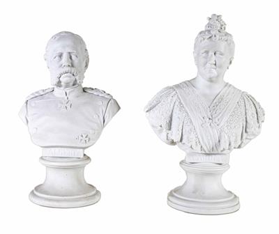 Zwei Büsten Königin Carola und König Albert von Sachsen, - Weihnachtsauktion