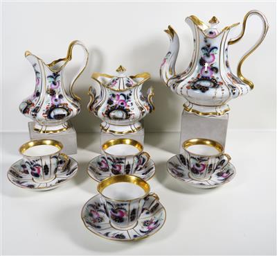 Kaffeeservice, Lippert  &  Haas, Schlaggenwald, Böhmen, 2. Drittel 19. Jahrhundert - Christmas auction - Silver, glass, porcelain, graphics, militaria, carpets