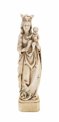 Madonna mit Kind im gotischen Stil, vermutlich Frankreich, Dieppe, 19. Jahrhundert - Asta di Natale - Argenti, vetri, porcellane, incisione, militaria, tappeti