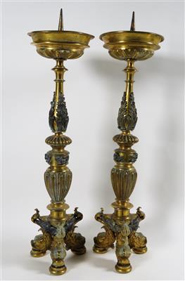Paar klassizistische Kerzenständer, 19. Jahrhundert - Asta di Natale - Argenti, vetri, porcellane, incisione, militaria, tappeti