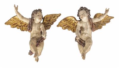 Paar barocke geflügelte Engel, 17. Jahrhundert - Asta di pasqua